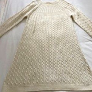 Soft Surroundings Cable Knit Sweater Dress Ivory Large